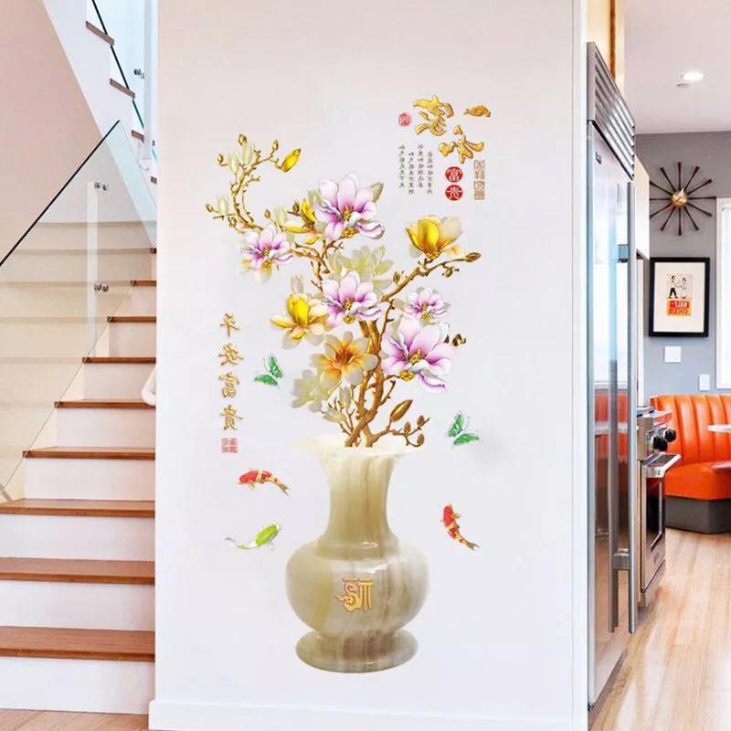 DECAL DÁN TƯỜNG TẾT BÌNH HOA MAI