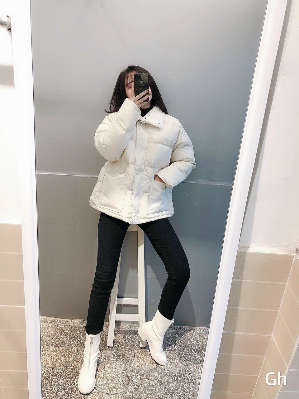 ÁO KHOÁC PHAO NỮ CỔ LÓT LÔNG CỪU SIÊU HÓT CHO CÁC CÔ NÀNG-JUNA STORE 24H-SLLN-0301