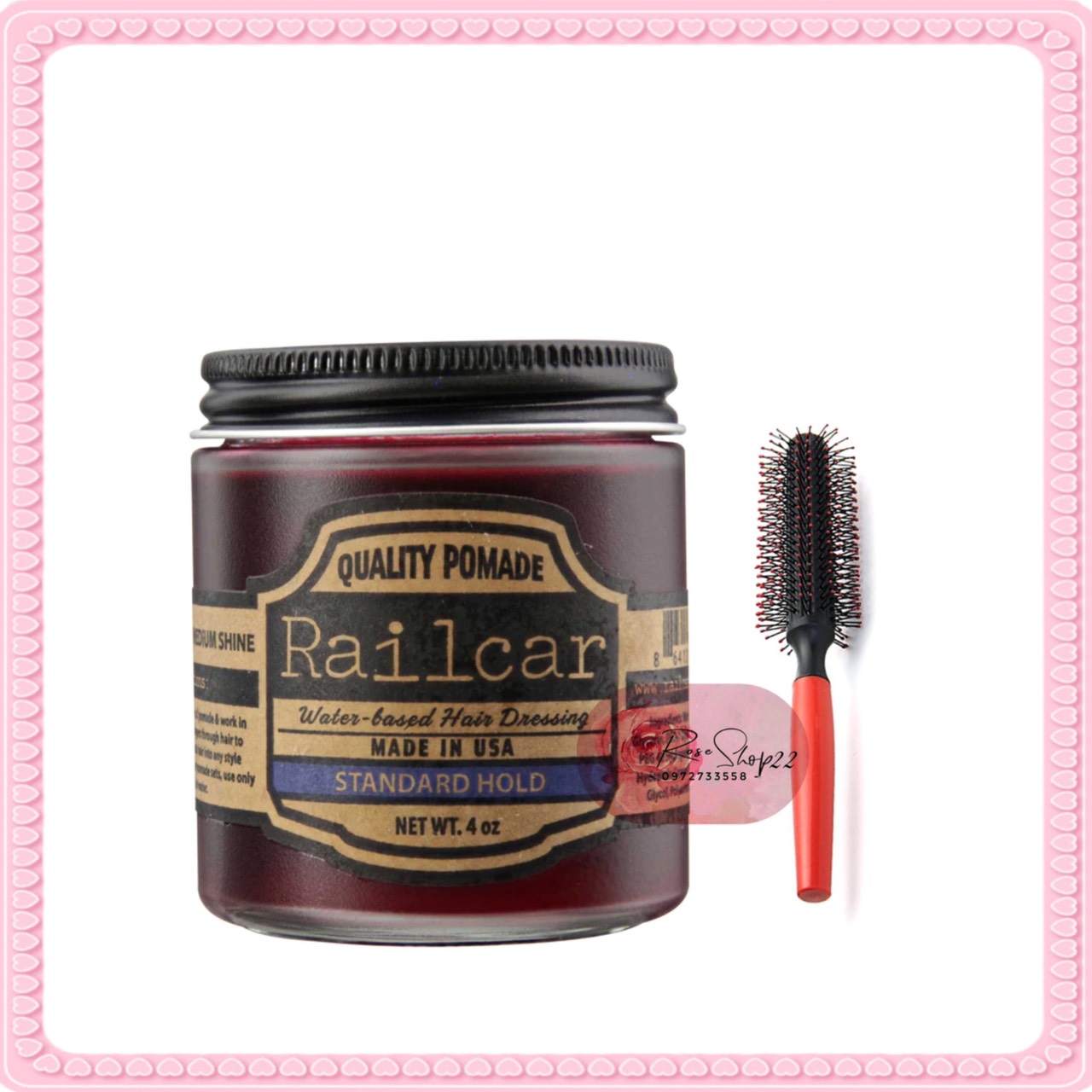 Sáp Vuốt Tóc Nam Pomade Railcar 100ml chai thủy tinh - Tặng Lược