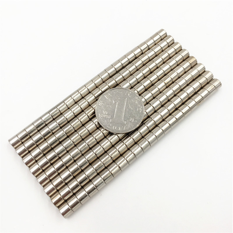 Nam châm đất hiếm 6x5mm mạ Niken lực từ N35