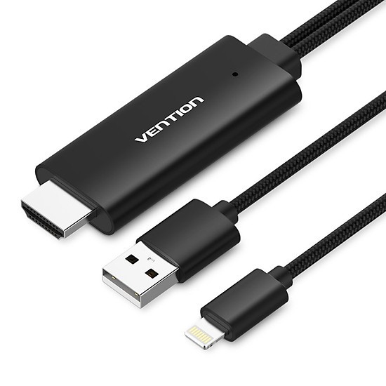 Dây Chuyển Lightning Sang Hdmi 2M Black Vention Cejbh