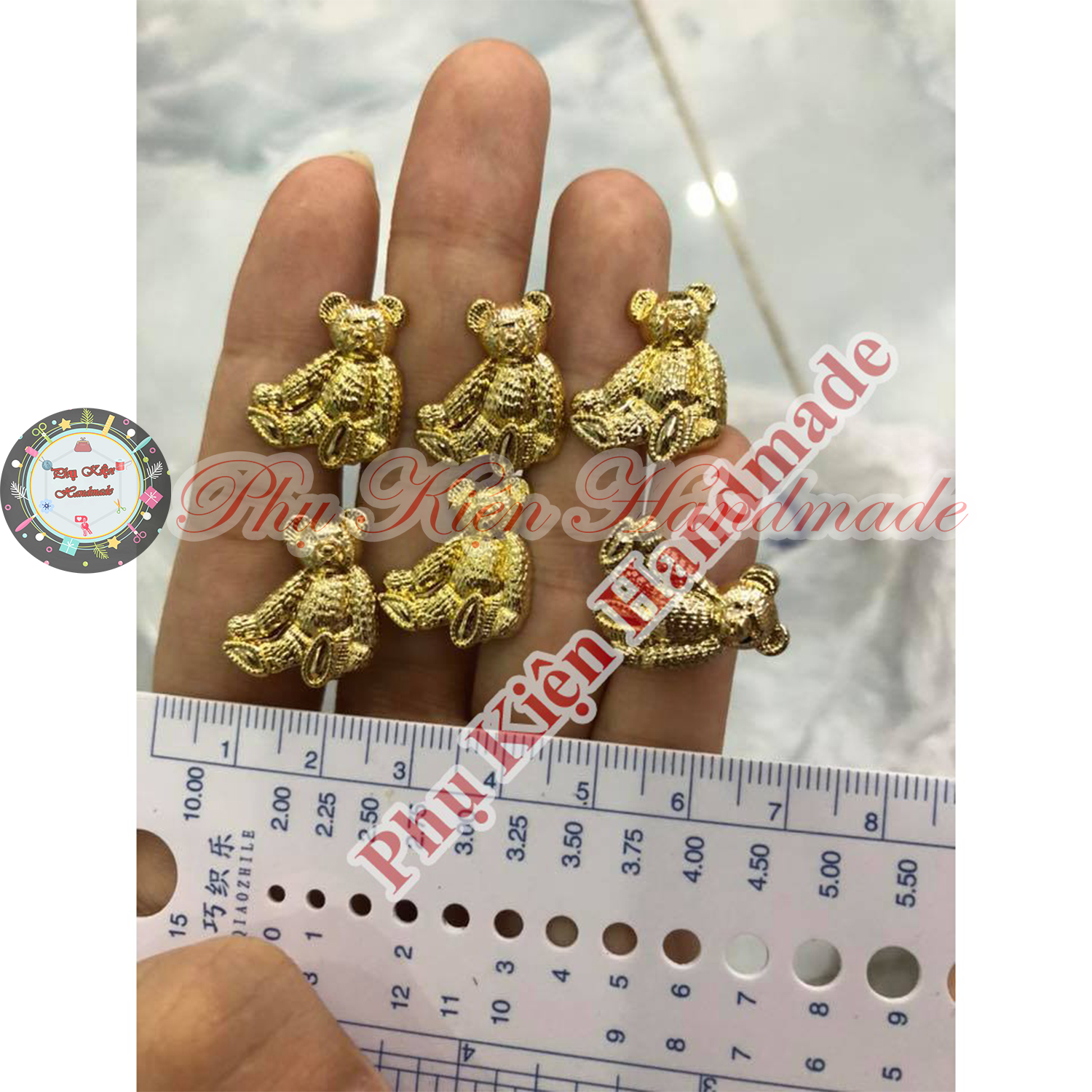Mạc gấu mini 1,6x2cm làm túi xách
