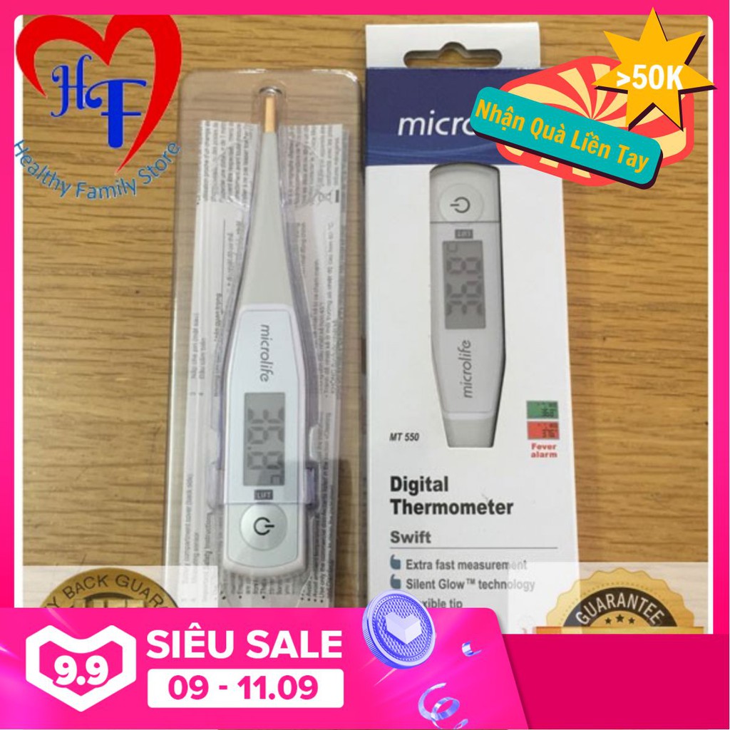 Nhiệt Kế Điện Tử Microlife MT550 Dạng Bút (Theo dõi thân nhiệt trong gia đình- báo sốt 10s)