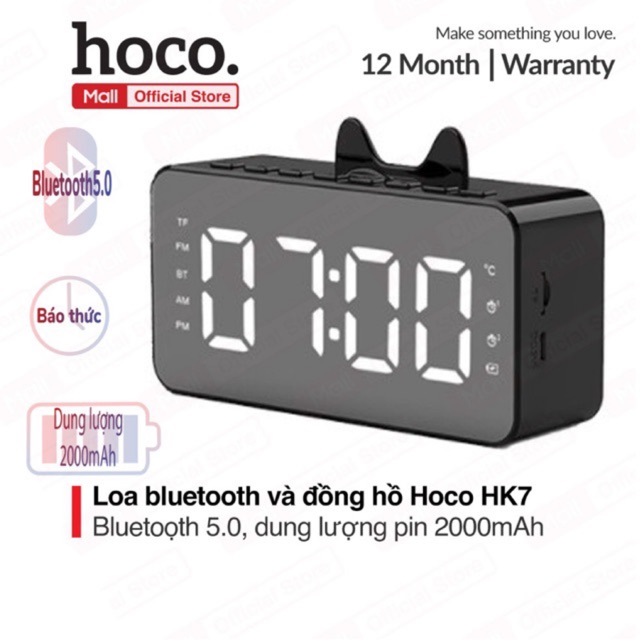 Loa Bluetooth tích hợp đồng hồ báo thức và FM Hoco HK7 dung lượng pin