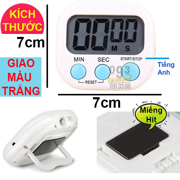 Đồng Hồ Bấm Giờ Đếm Ngược Mini Đồng Hồ Đo Thời Gian Nhà Bếp 7x8 cm