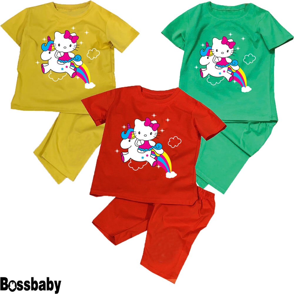 [HCM]Combo 3 Bộ bé gái đồ hình mèo cưỡi ngựa cho bé gái từ 6kg-29kg.DBBG28