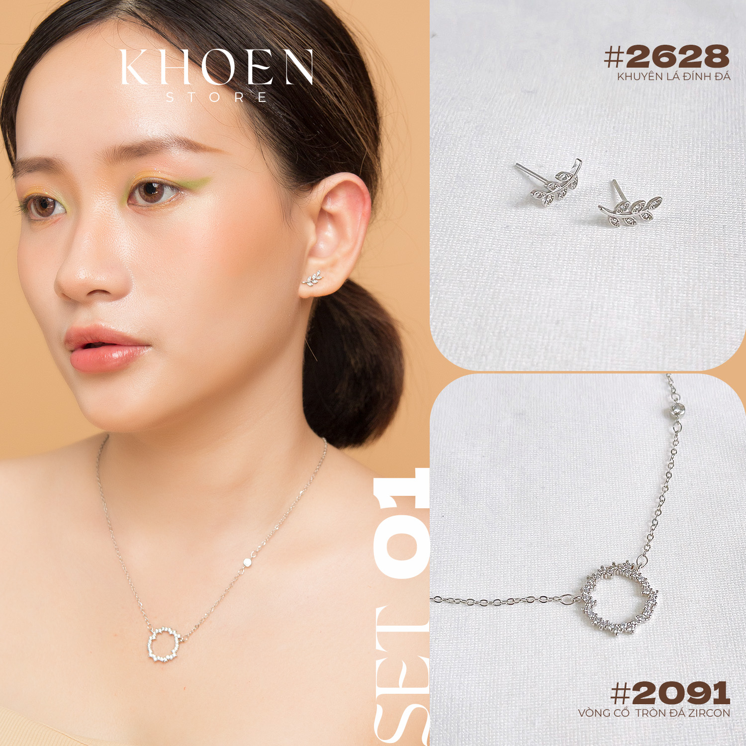 (1 Chiếc) Vòng cổ tròn đá zircon - Khoen Store