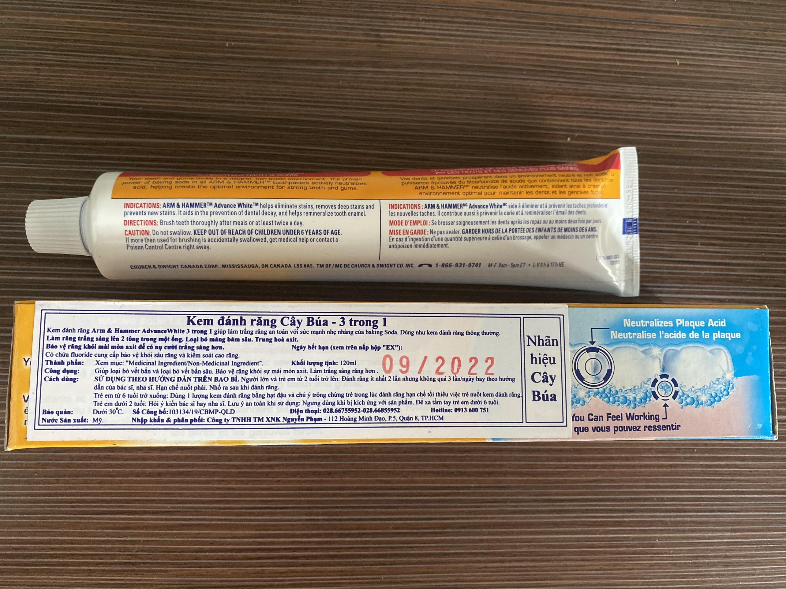 [HCM]kem đánh răng ARM & HAMMER Advance White 3 trong 1 120ml