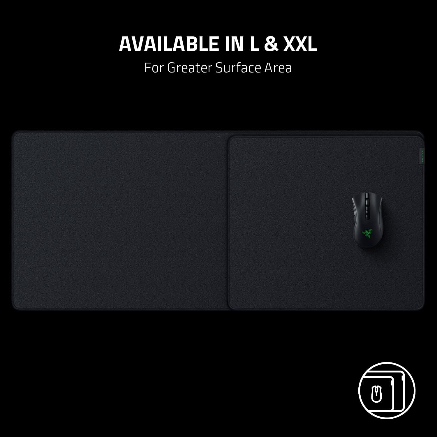 Razer Strider - Large Black Hybrid mouse mat with a soft base & smooth glide (Tấm lót chuột) | Firm Gliding Surface | Anti-Slip Base | Rollable & Portable | Anti-Fraying Stitched E