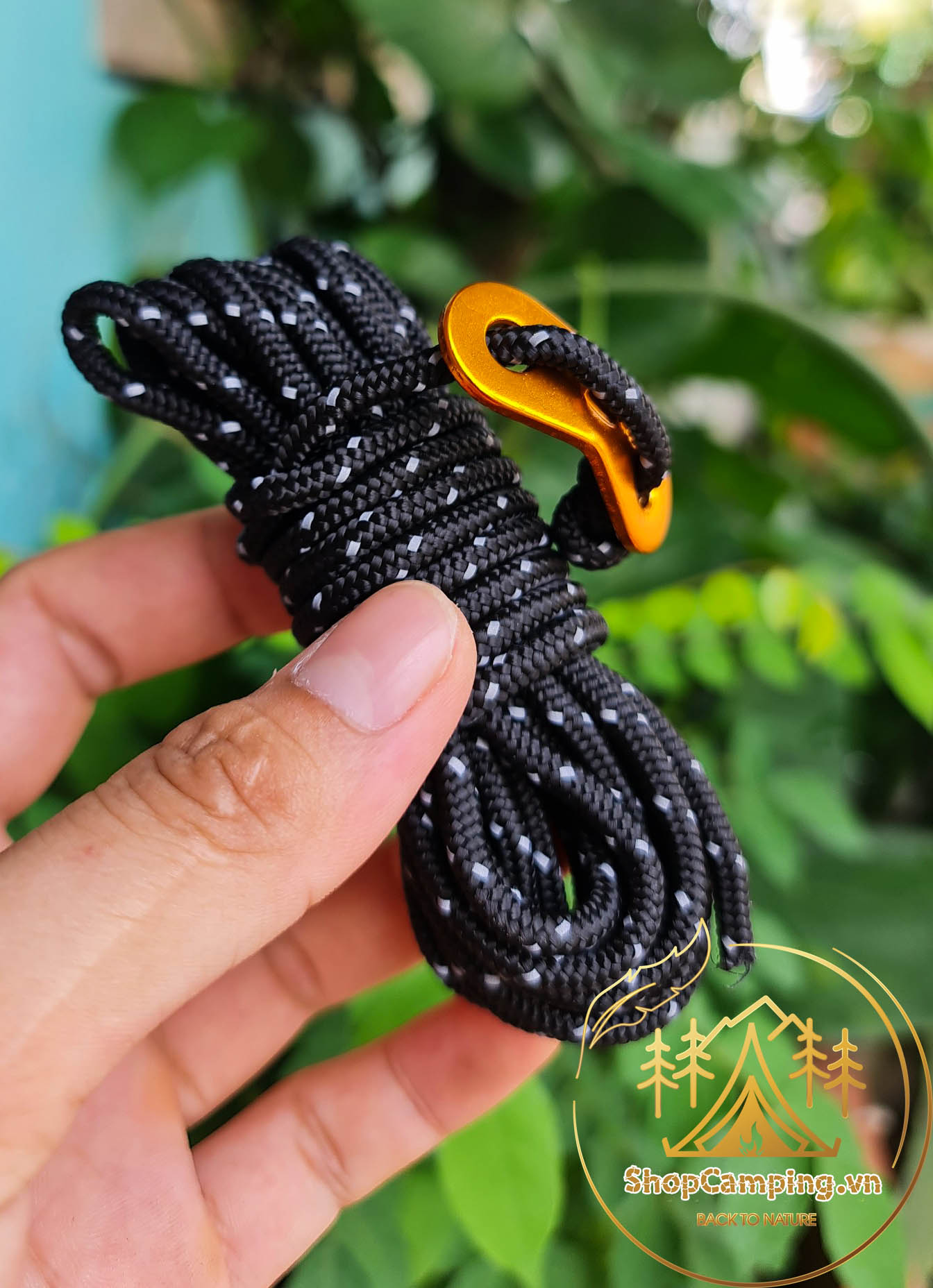 Dây dù cột lều bạt phản quang 4mm dài 4m kèm khóa nhôm,dây cột lều, dây căng dựng lều cắm trại, dã ngoại Camping VietNam