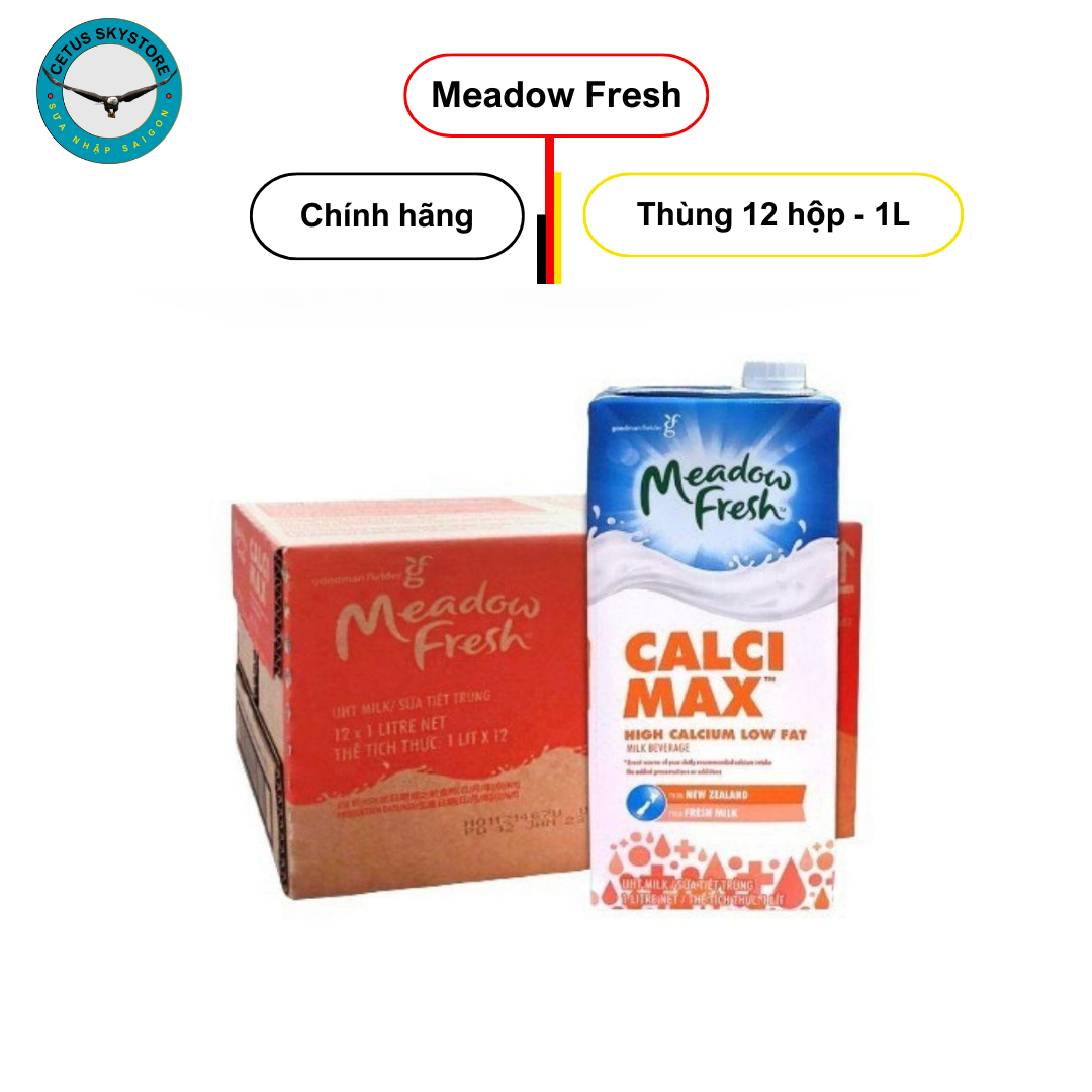 [Thùng] Sữa tươi Meadow Fresh Calci Max ít béo 1L - nhập Úc