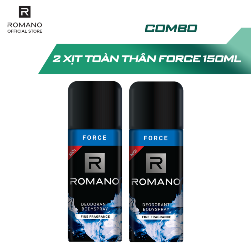 Combo 2 Xịt toàn thân Romano Force tươi mát năng động 150ml nhập khẩu