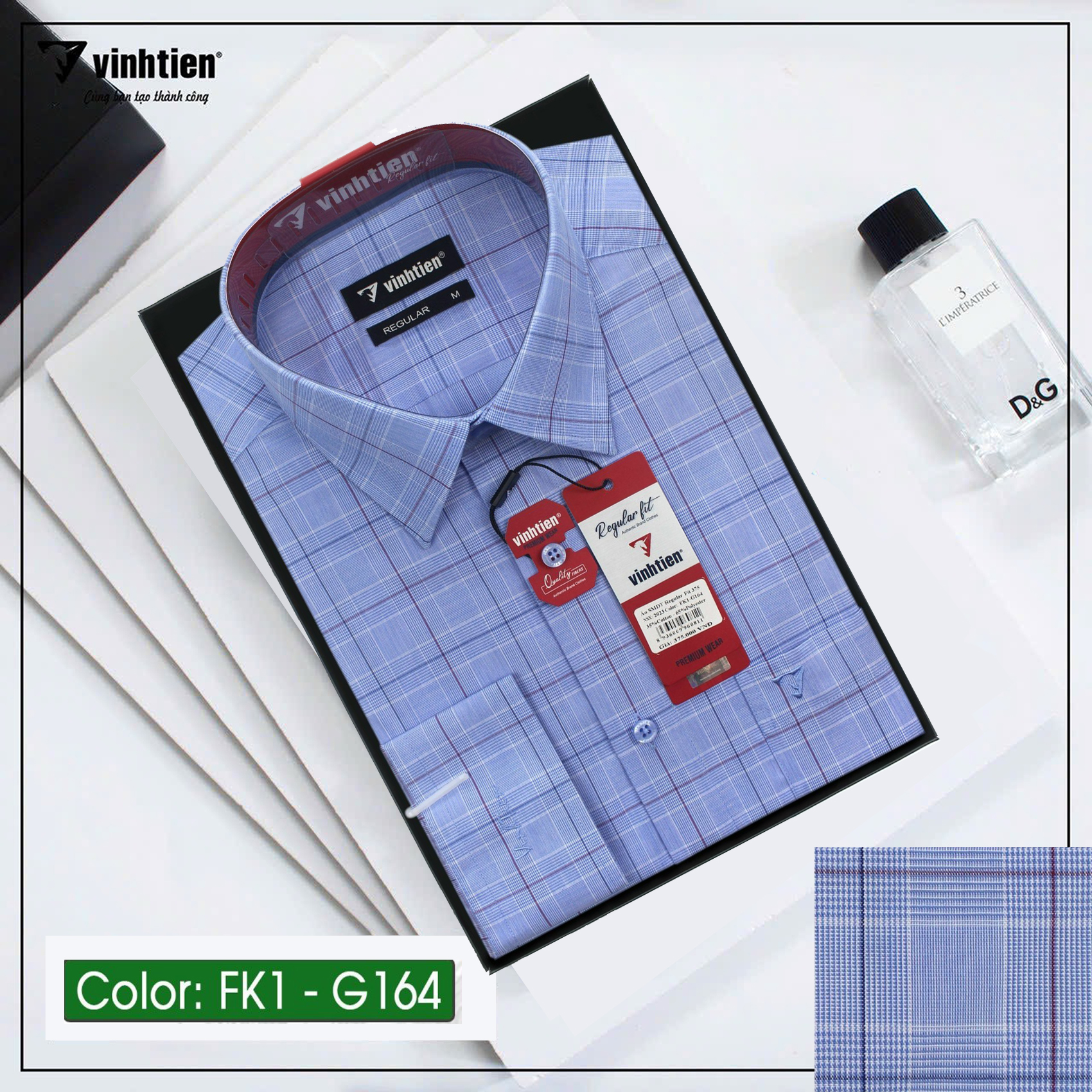 Áo Sơ Mi Dài Tay Dáng Regular - Vạt Ngang Vĩnh Tiến G164