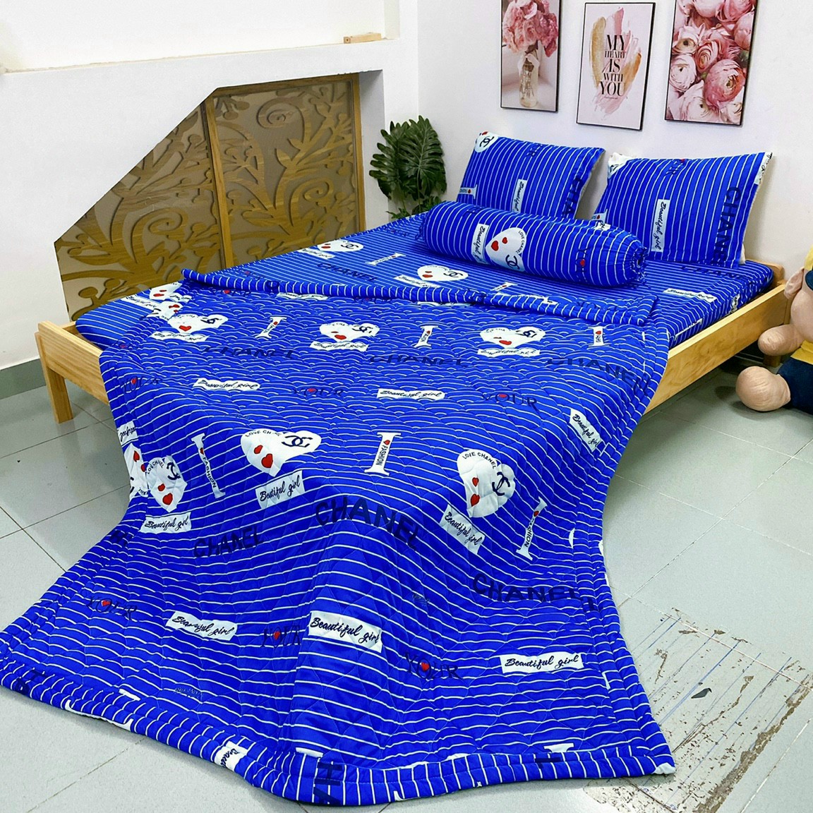 GA THUN HÀN QUỐC BỘ 5 MÓN (GA + 2 GỐI NẰM + 1 GỐI ÔM + CHĂN)