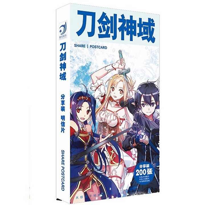 Hộp ảnh Postcard Sword Art Online S.A.O có lomo sticker in hình anime chibi