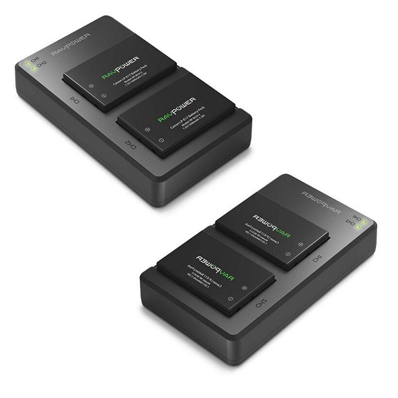 Bộ 2 pin và sạc kép RAVPower LP-E17 RP-BC013 cho Canon EOS 77D, EOS 750D, EOS 760D, EOS 8000D, EOS M3, EOS M5, EOS M6 EOS RP