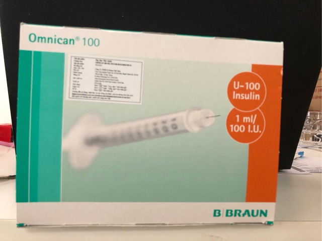Bơm tiêm tiểu đường Omnican 100ml hãng Braun/ hộp 100 cây
