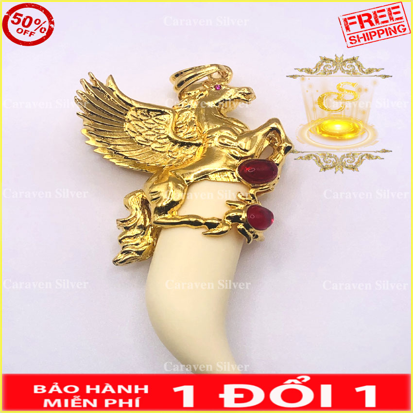 Mặt dây chuyền ngựa bay mạ vàng 18k - Bao ngầu, kích thước 4x10cm,họa tiết rõ nét, sắc xảo - Caraven silver - XD - Mat day chuyen nam, mặt dây chuyền nam, mặt dây chuyền mạ vàng, mat day chuyen ma vang, mat rong mặt rồng