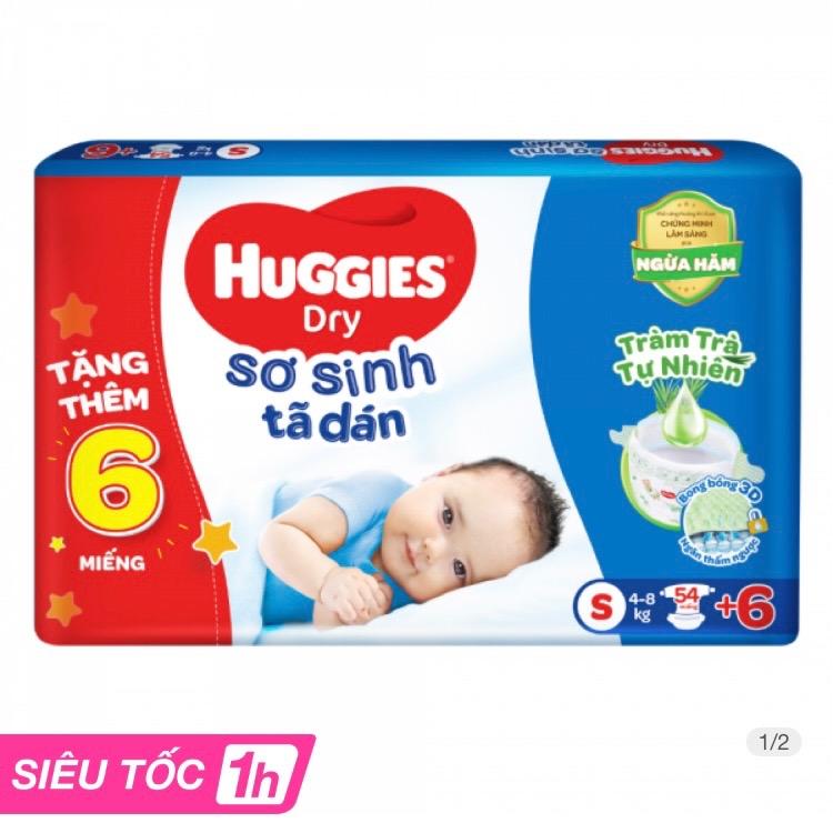 Tã dán sơ sinh Huggies Dry S54 + 6 miếng
