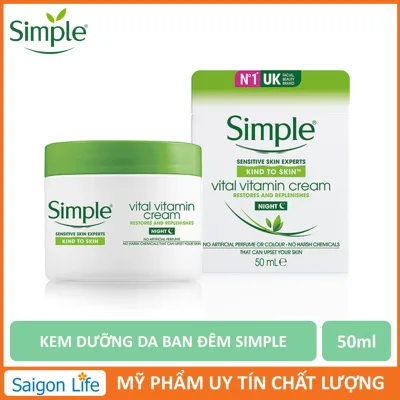 Kem Dưỡng Da Ban Đêm Simple Kind To Skin Vital Vitamin Cream Night 50ml