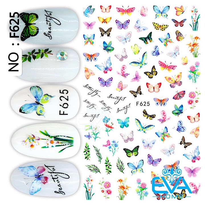 [HCM]Miếng Dán Móng Tay 3D Nail Sticker Tráng Trí Hoạ Tiết Bướm Butterfly F625