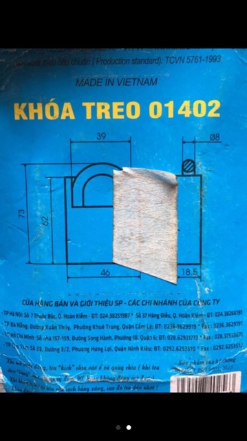 Khoá Việt Tiệp Chống Cắt 01402 ( Hàng Chính Hãng )