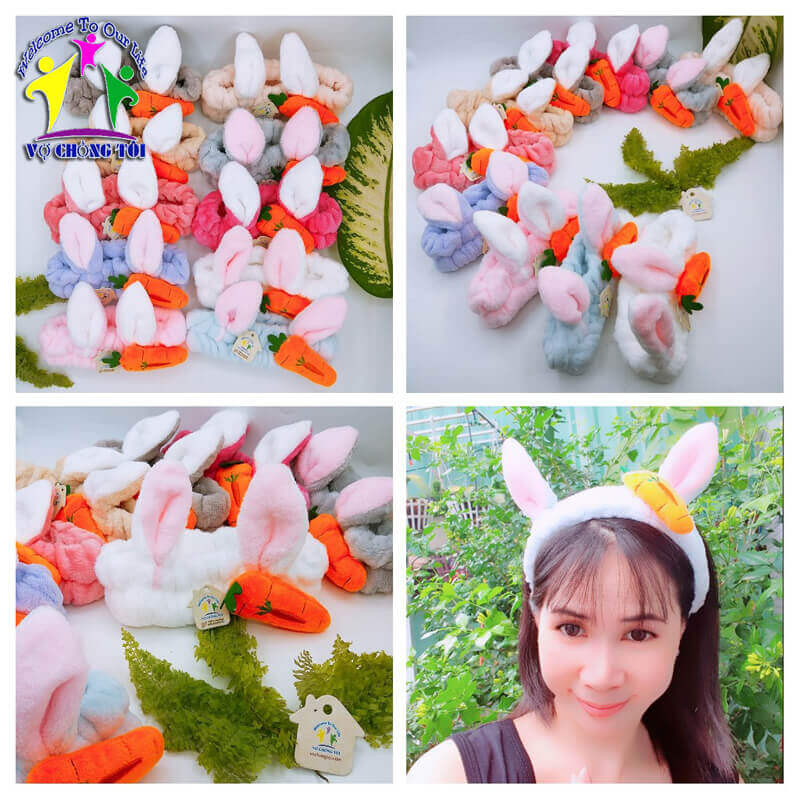 Băng đô nữ skincare, phụ kiện nữ make up, cài tóc nữ trang điểm, bờm tóc nam rửa mặt, nơ cài tóc cho bé gái cute, tai thỏ cà rốt - thương hiệu VỢ CHỒNG TÔI