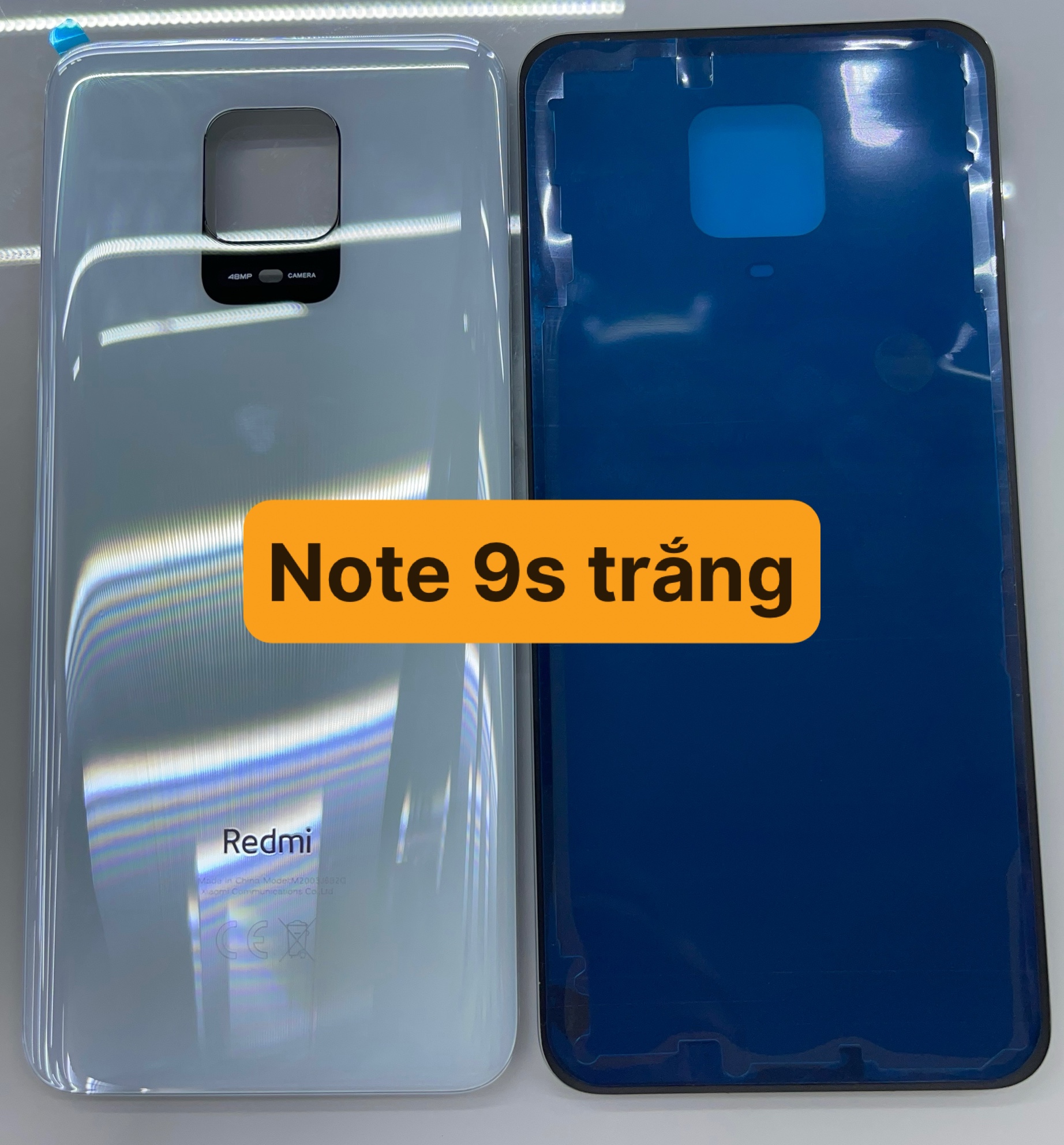 Nắp lưng, kính lưng xiaomi redmi note 9s zin hãng-có keo dán sẵn