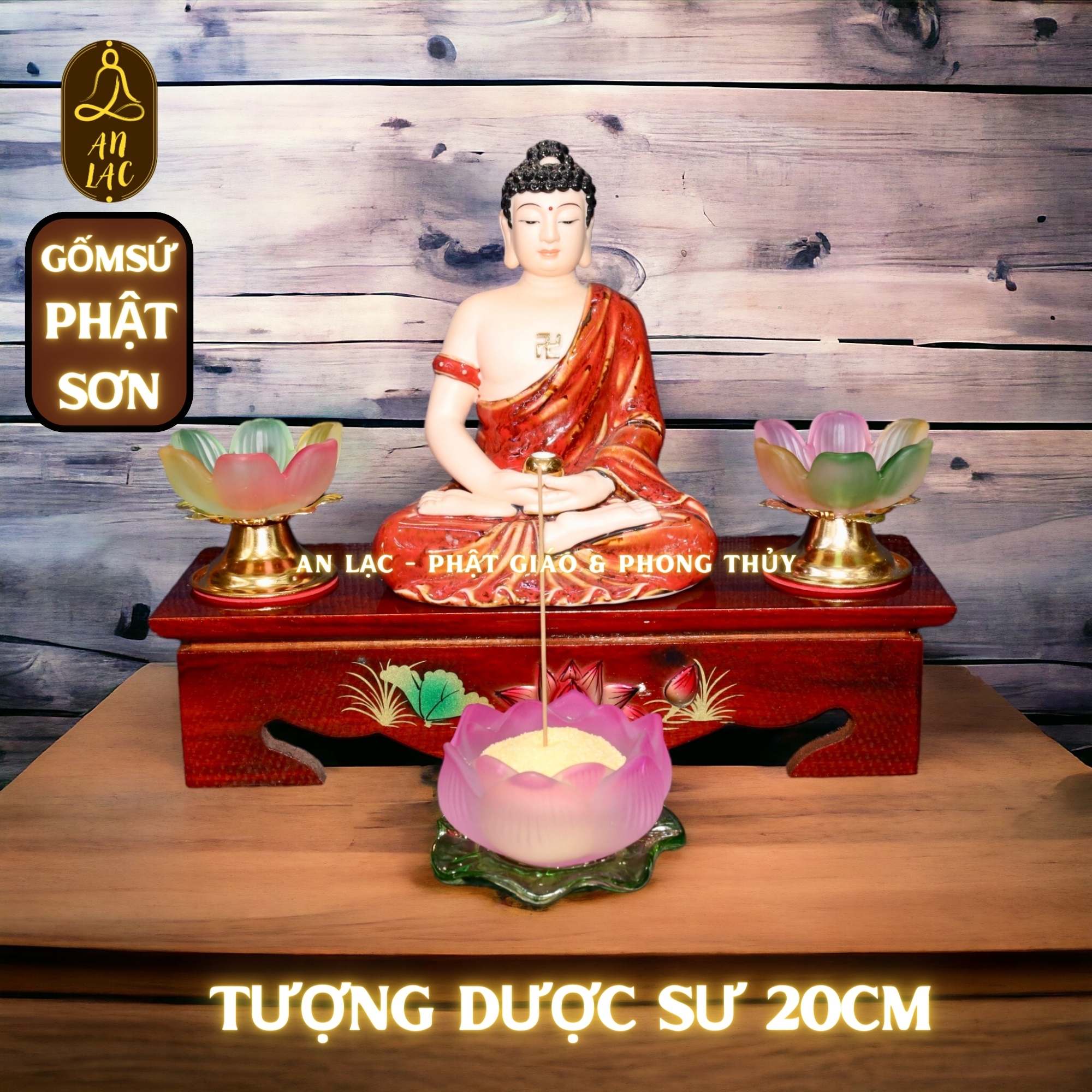 TƯỢNG DƯỢC SƯ GỐM SỨ PHẬT SƠN 20cm SUO