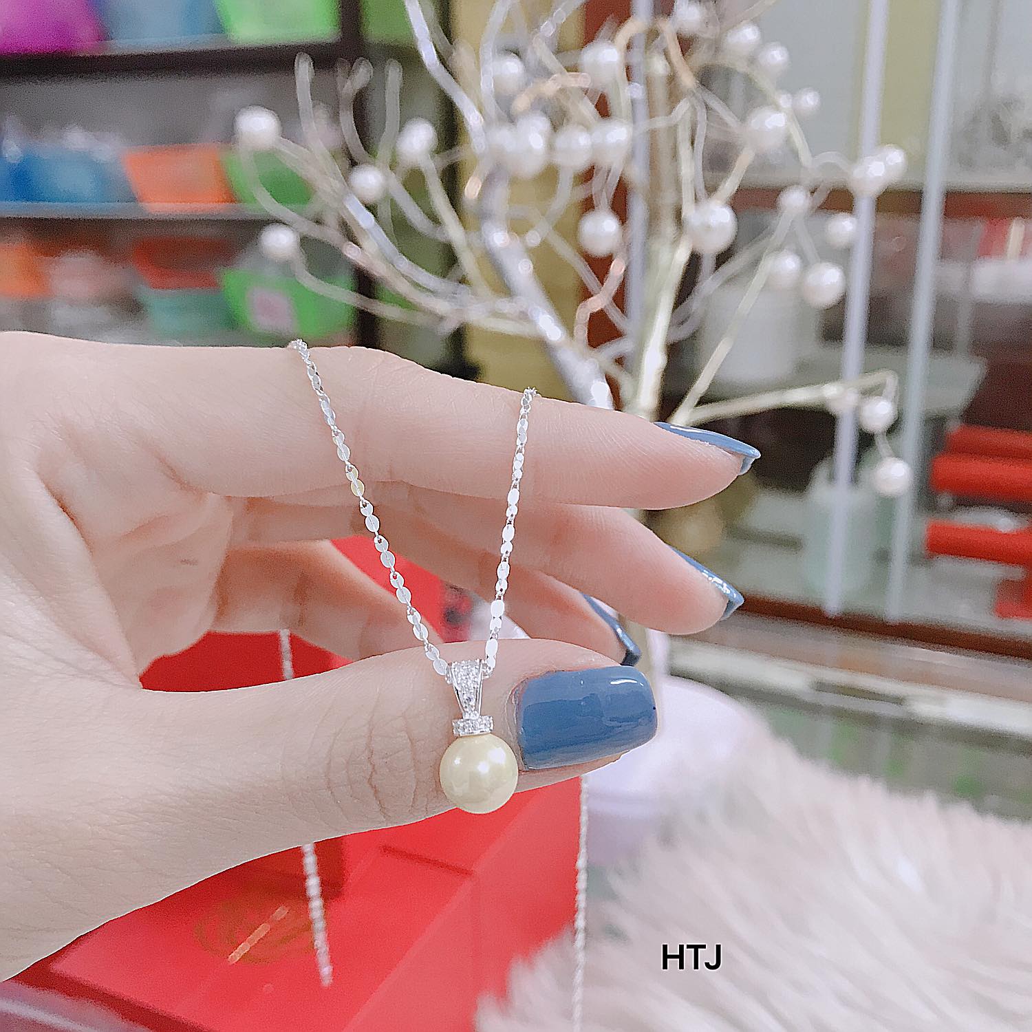 Dây chuyền nữ bạc Ý mặt hạt trai MS115d