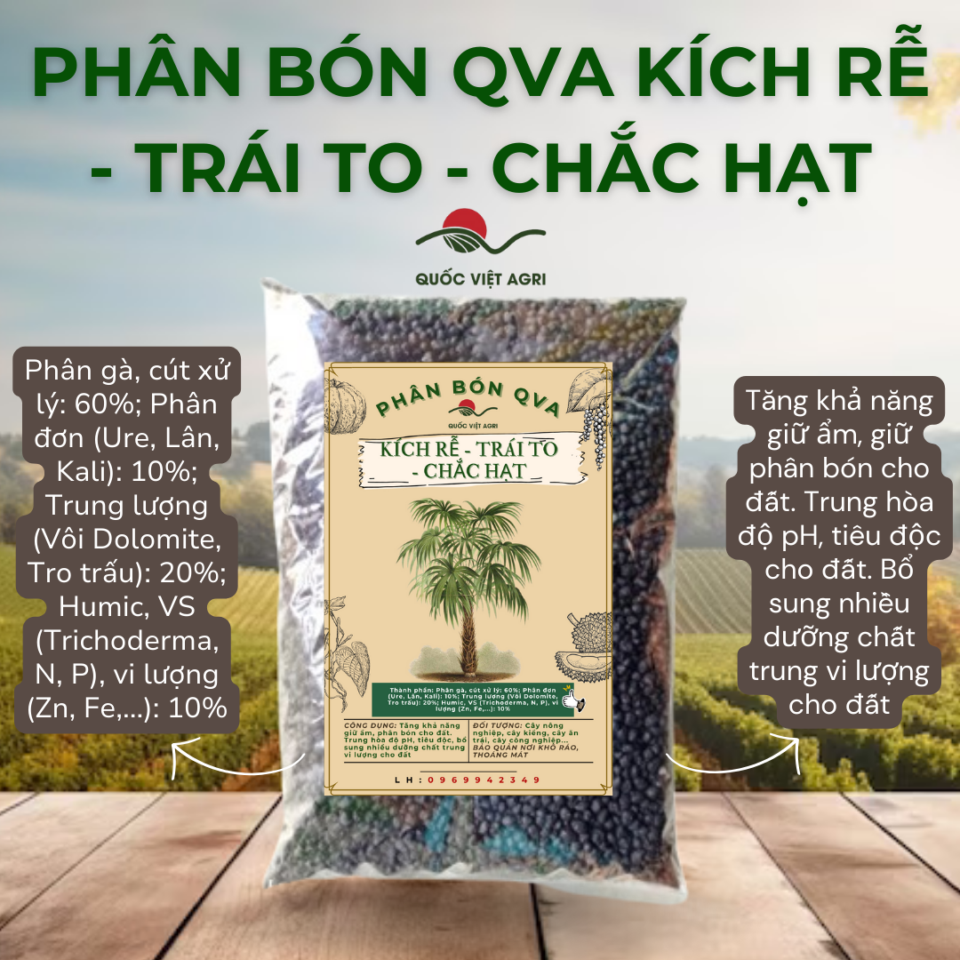 Phân bón QVA Kích rễ - Trái to - Chắc hạt (1kg-3kg)
