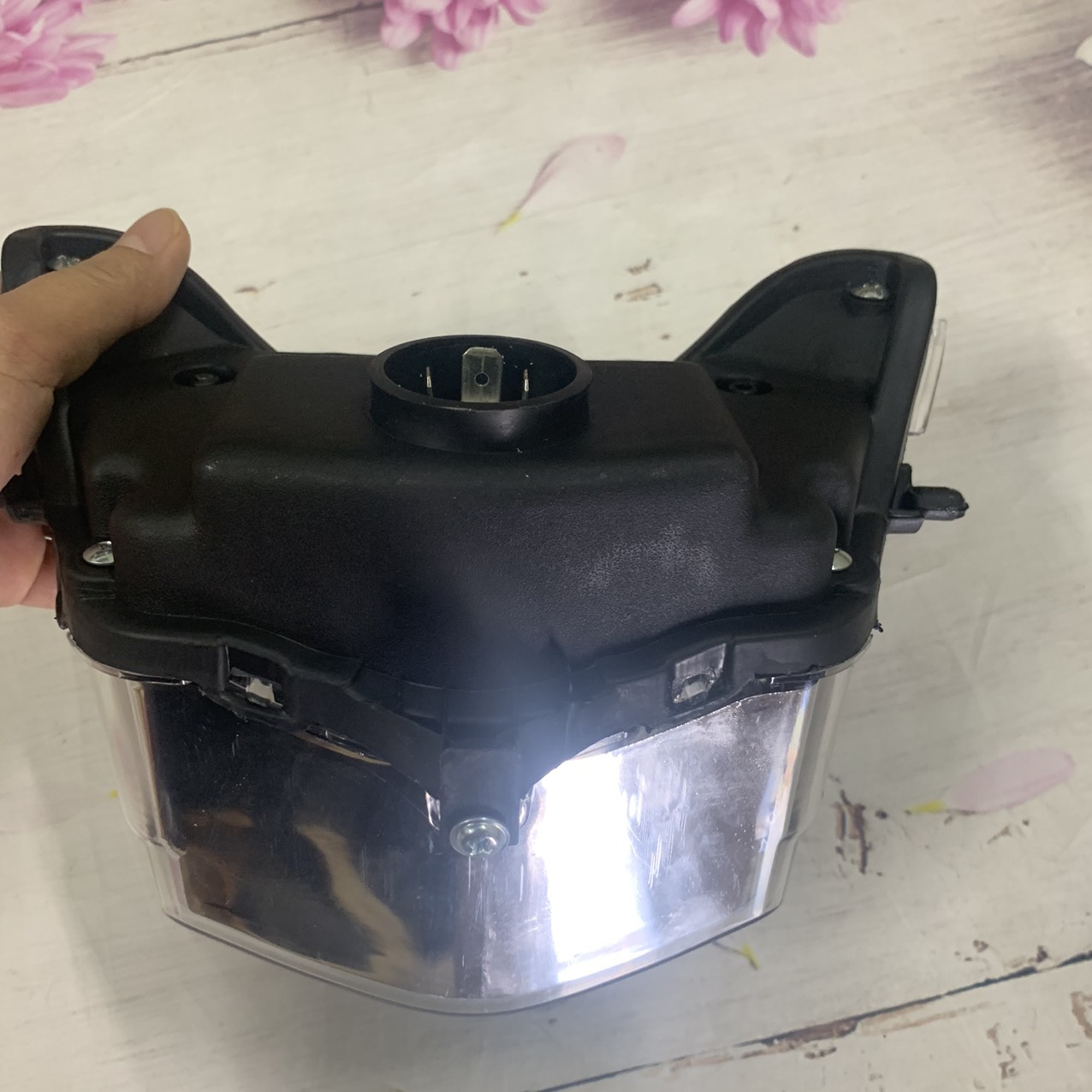 Đèn pha led 2 tầng cao cấp LED  xe wave alpha ,chóa đèn led 2 tầng xe wave