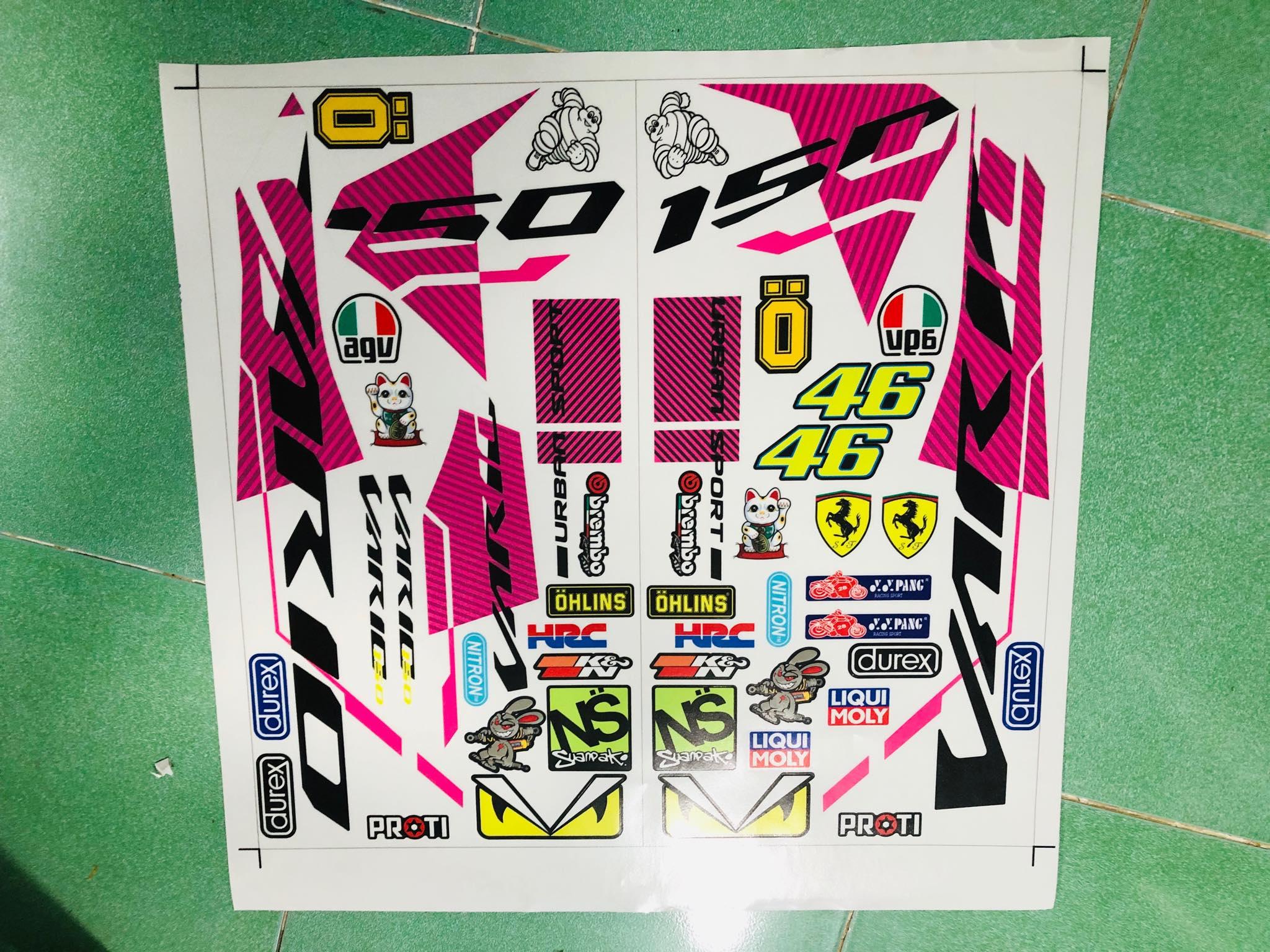 [ QUÍ KHÁCH VUI LÒNG MANG TEM RA TIỆM CHO THỢ DÁN] TEM RỜI VARIO 150 2018 HỒNG DÁN XE TRẮNG HOẶC BẠC