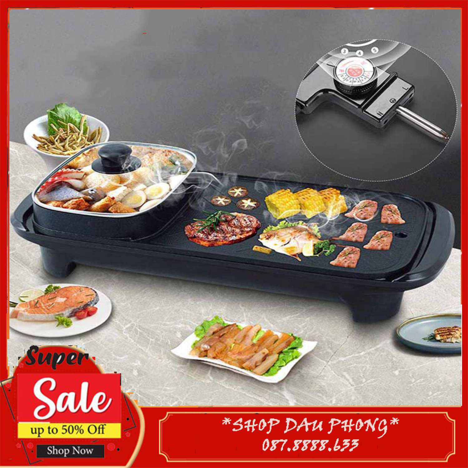 Bếp nướng điện, bếp nướng, bếp lẩu nướng 2 trong 1, lẩu điện đa năng, bếp lẩu nướng, bếp nướng điện đa năng, bếp lẩu nướng điện 2 trong 1 đa năng an toàn dể sử dụng – BH 12 tháng