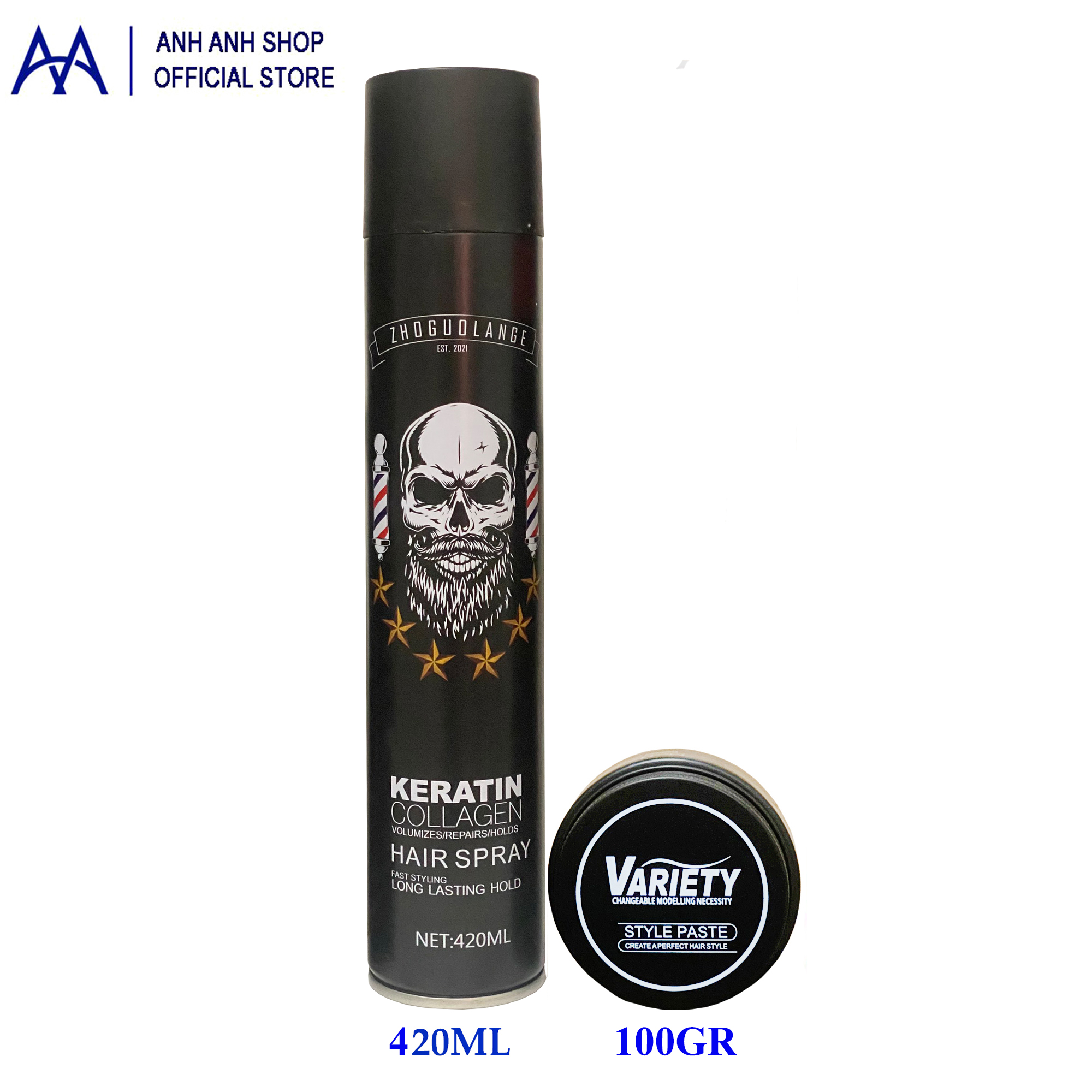 Sáp vuốt tóc Variety Matte Lasting + Gôm Xịt tóc 400ml