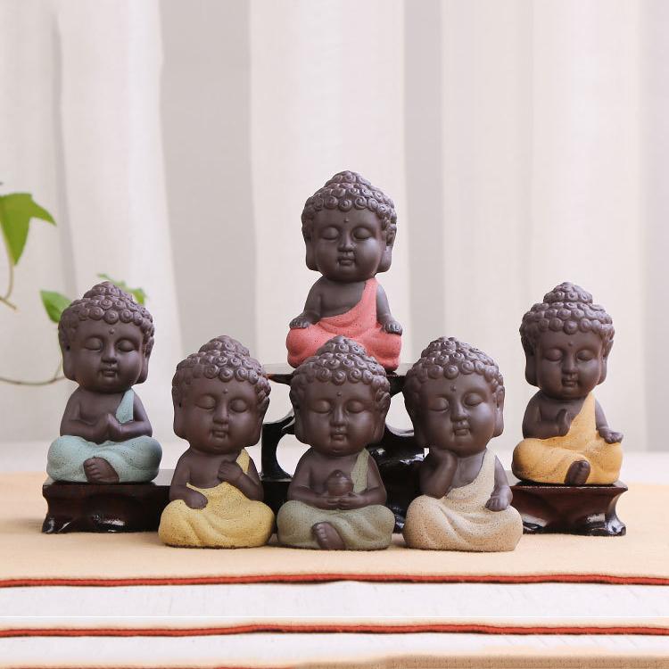 Tượng Phật Gốm Cát Tím - Đồ trang trí xe hơi tiểu cảnh tượng để bàn làm việc trang trí nhà