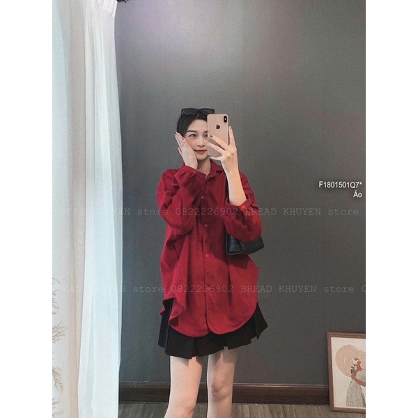 Áo sơ mi thô đỏ