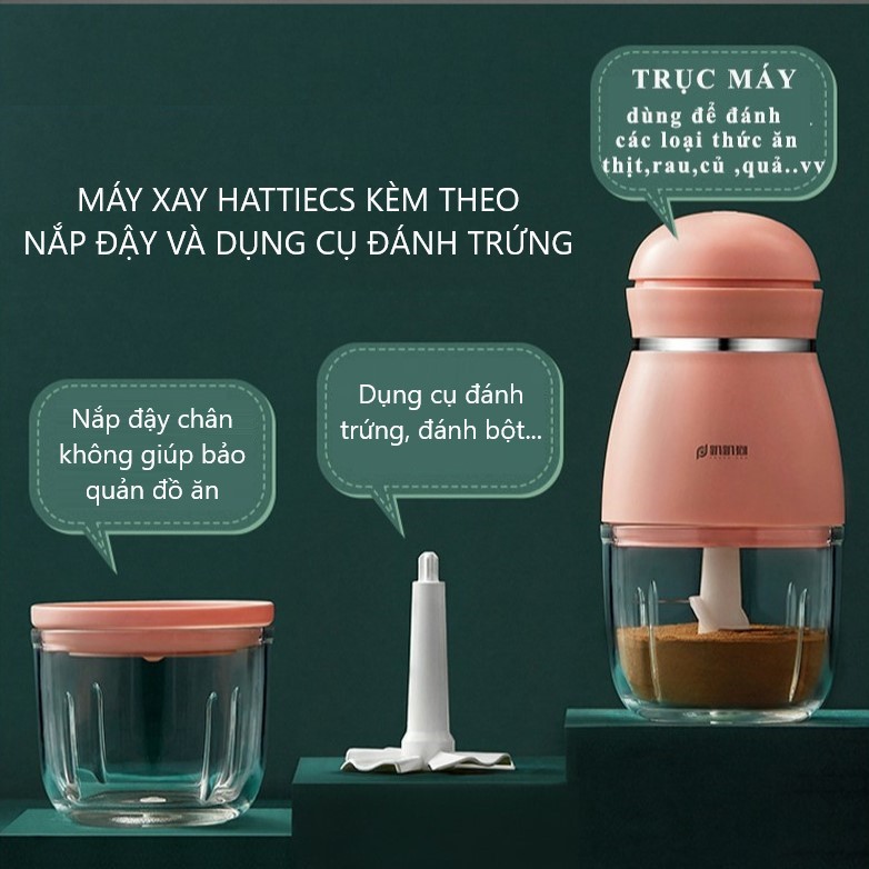 MÁY XAY ĐA NĂNG HATTIECS CHO BÉ ĂN DẶM (1 CỐI 6 LƯỠI)