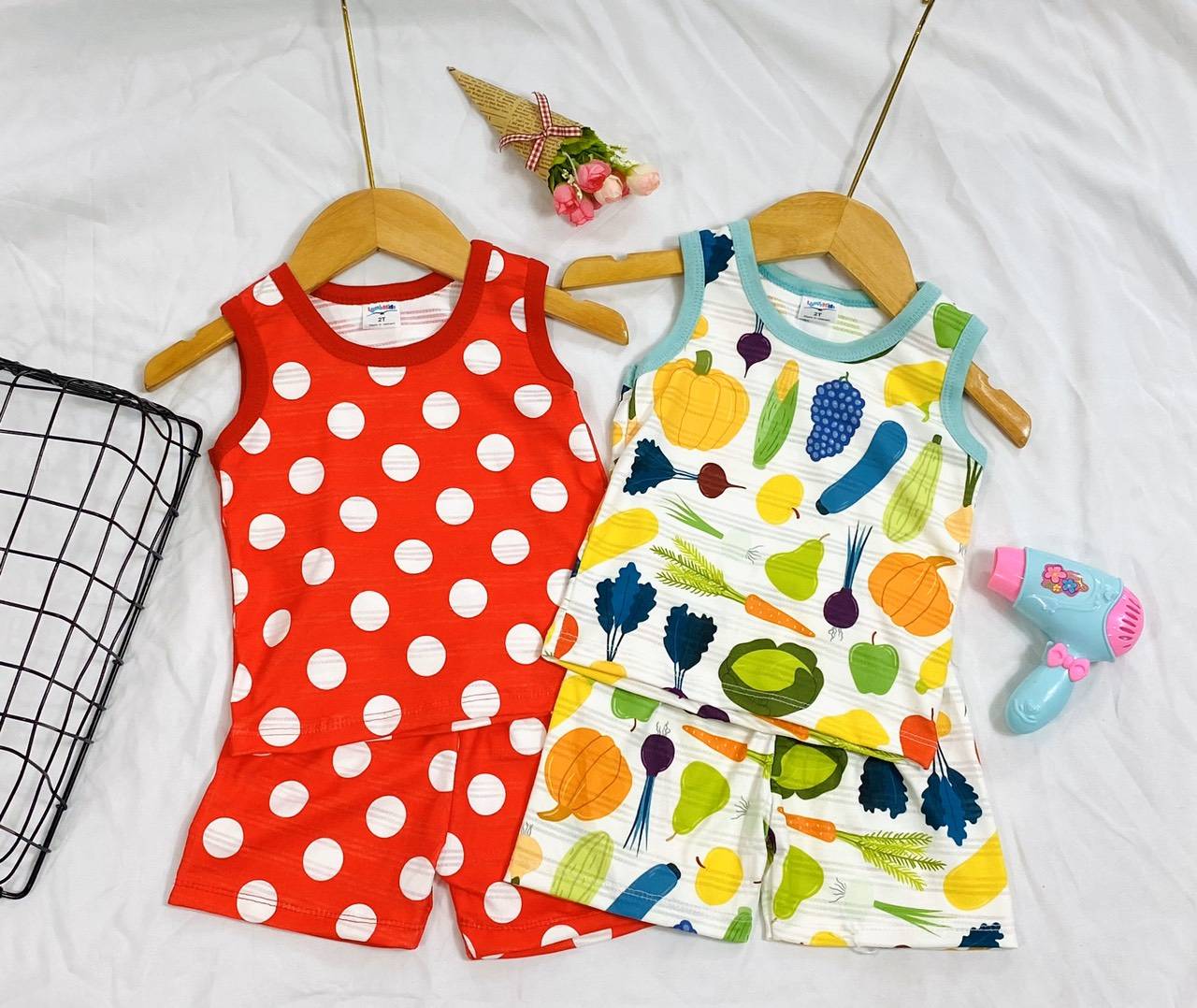 [6-16KG] COMBO 4 BỘ BA LỖ MẶC HÈ CHO BÉ TRAI BÉ GÁI
