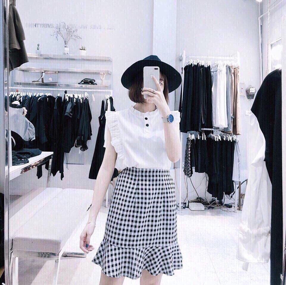 Sét áo cát hàn phối đầm kate tiểu thư dễ thương TTS0055