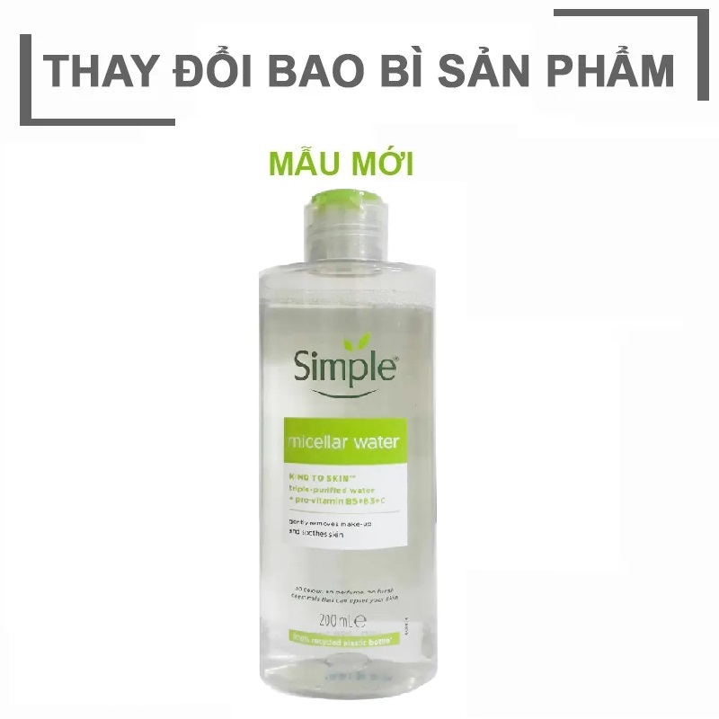 [Mẫu Mới] Nước Tẩy Trang Simple Micellar Cleansing Water 200ml