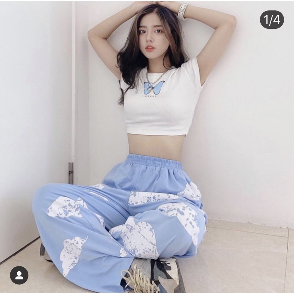 [HCM]Áo croptop thêu bướm 2023 House