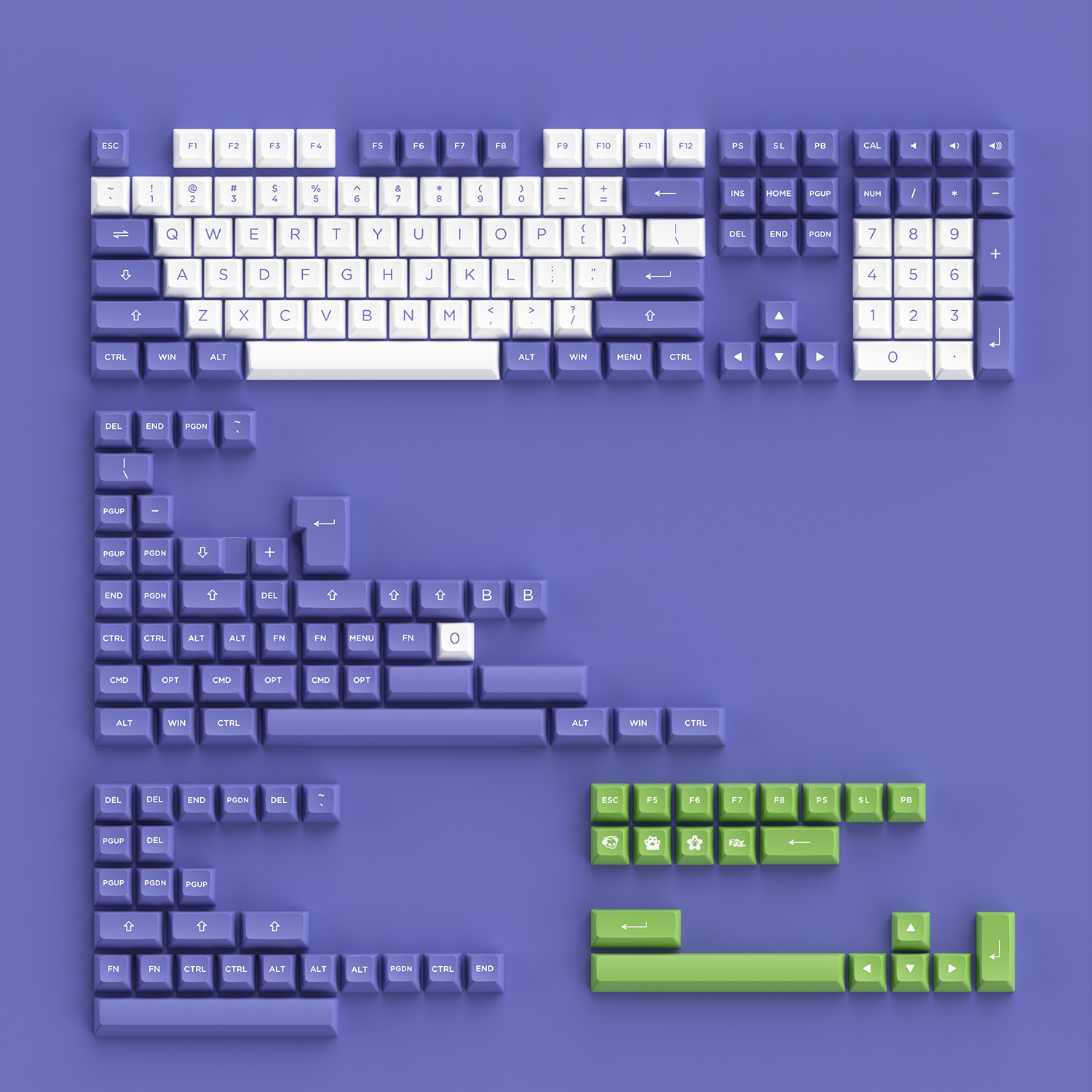 Bộ keycap AKKO Very Peri (PBT DoubleShot/ ASA profile/ 197 nút)