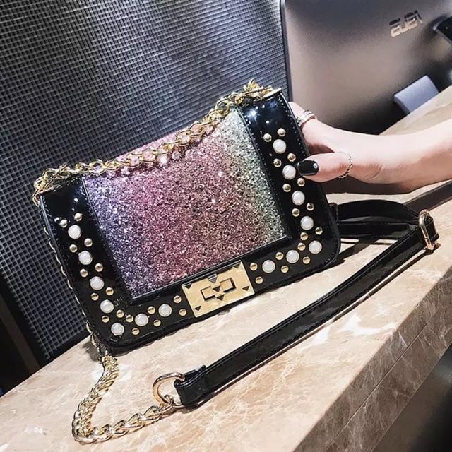 [HCM]Túi sequins cao cấp nạm đinh PKSR A030 (Màu ngẫu nhiên)