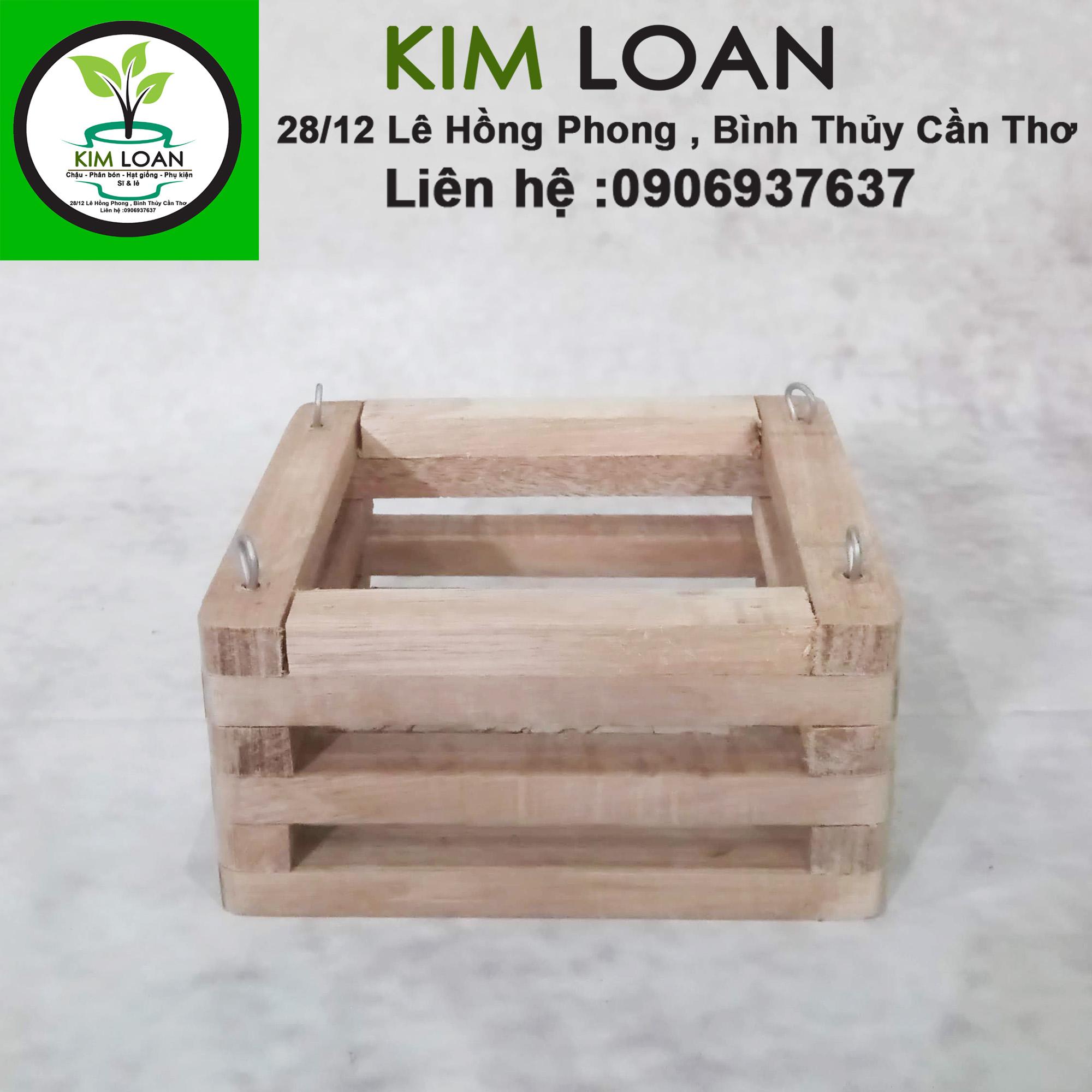 Chậu lan gỗ hộp vuông 15x7cm