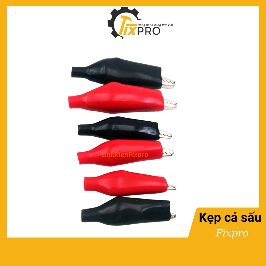 ( 5 chiếc ) Đầu Kẹp Cá Sấu 2 Màu Đỏ Đen Nhiều Kích Thước - Fixpro
