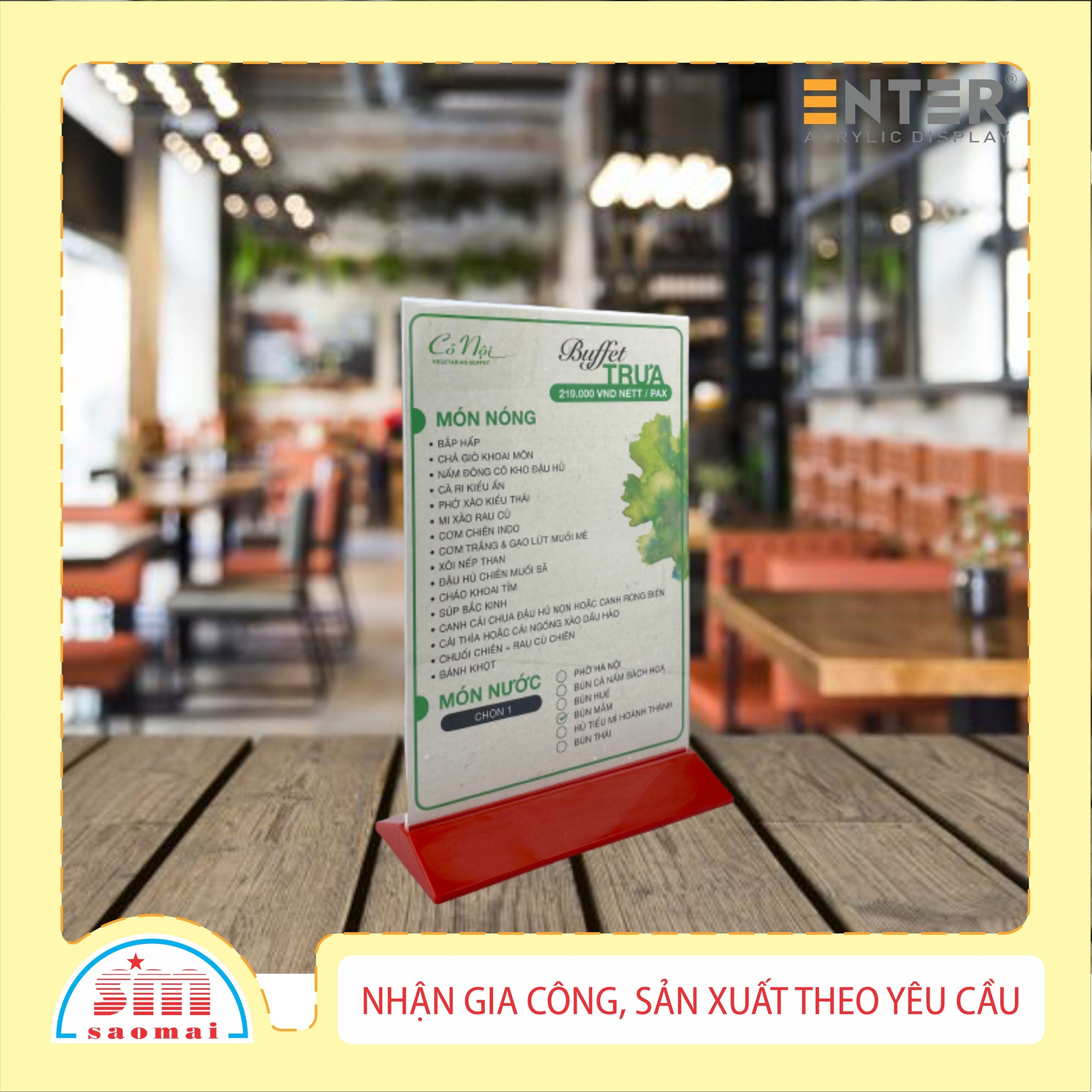 Kệ mica 2 mặt Enter E18 100x150mm đế màu, Kệ menu nhà hàng, Standee mica để bàn, Bảng quét mã QR Code (20)