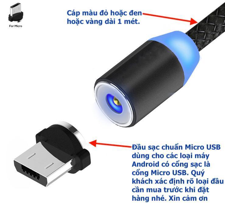 ( SALE SẬP SÀN ) CÁP SẠC NAM CHÂM 1 ĐẦU MICRO CHO ANDROID CÓ ĐÈN LED SIÊU TIỆN LỢI