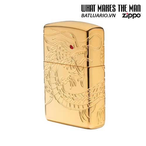 Zippo 29265 - zippo armor red eyed dragon 360 degree engraving gold plate