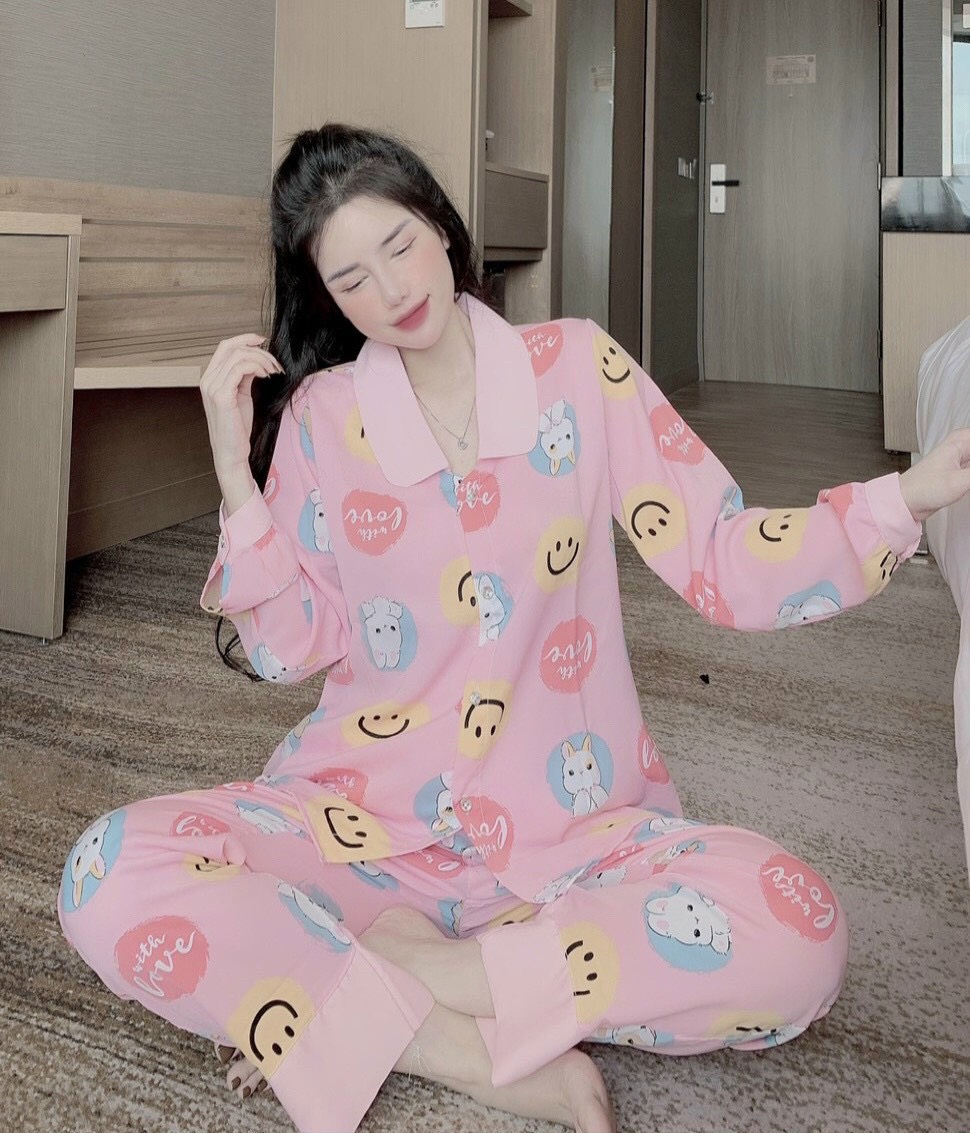 Bộ lụa Pijama lụa loại 1 chất mềm mịn, mát + Ảnh thật ,Bộ Lụa Mango dài tay